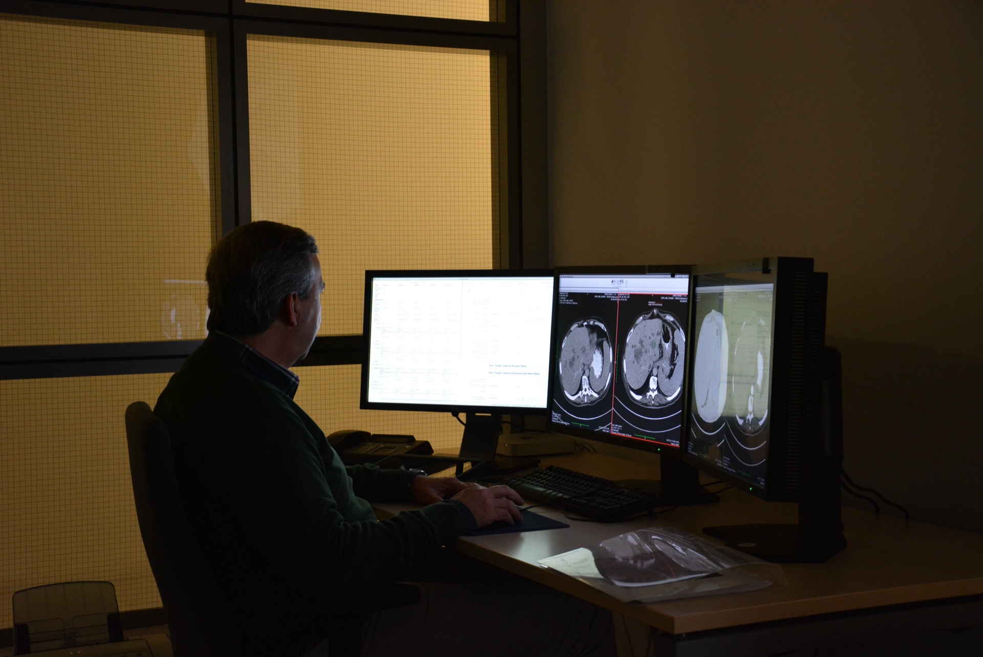 Independent image read — radiologist at workstation
